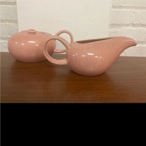 Vintage Pink Ceramic Creamer and Sugar Set